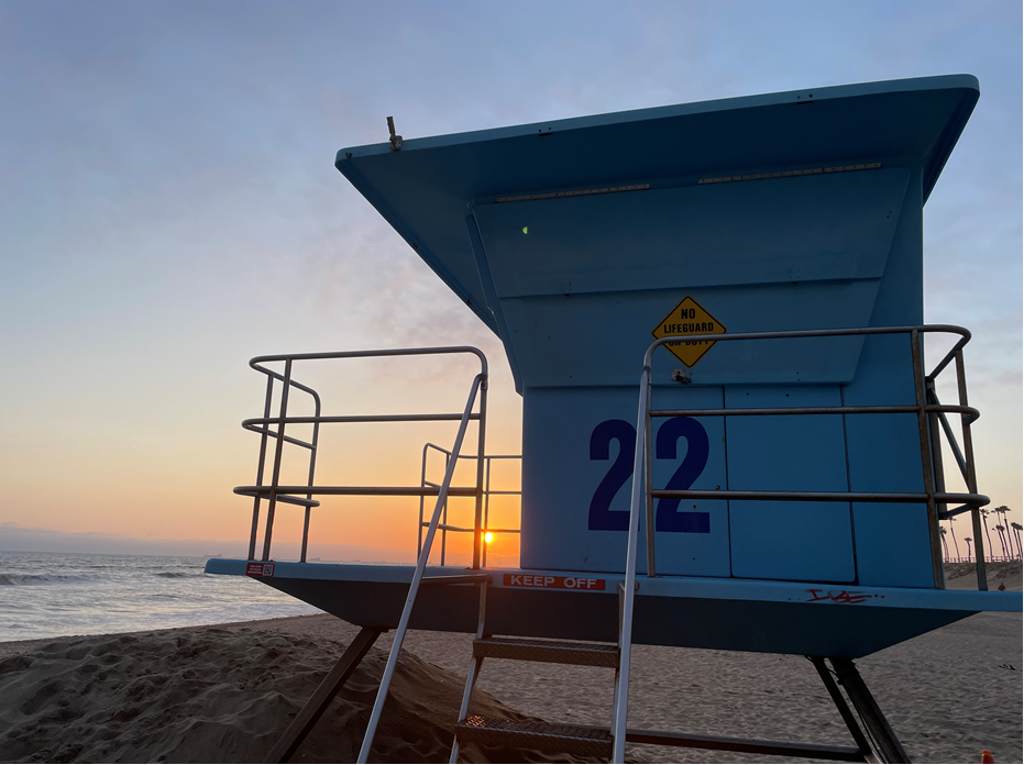Lifeguard Tower 22 on the Southern California beach